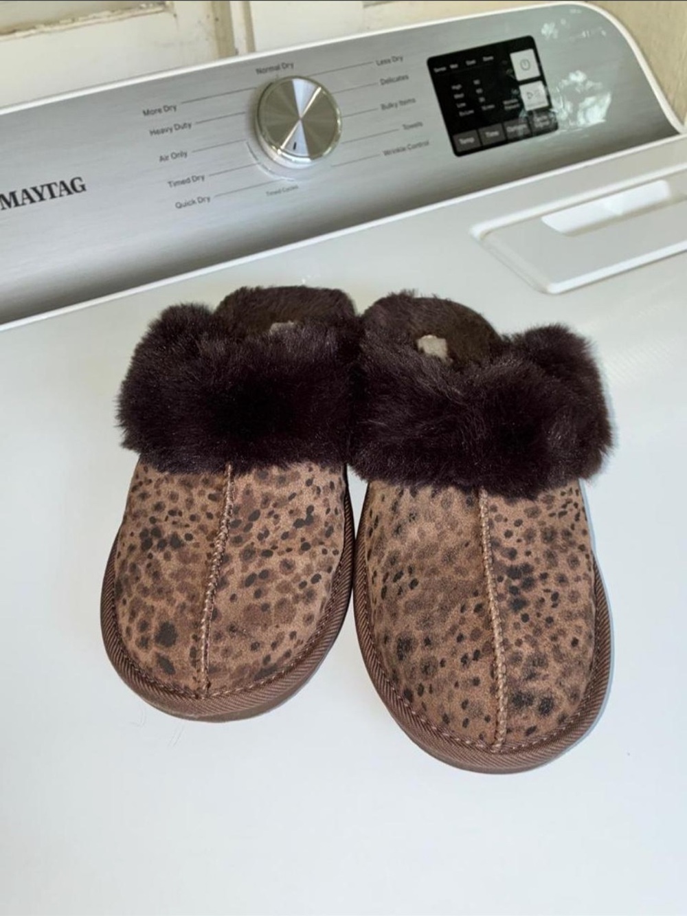 Target Brown Leopard-Print Faux Fur Clog Slippers